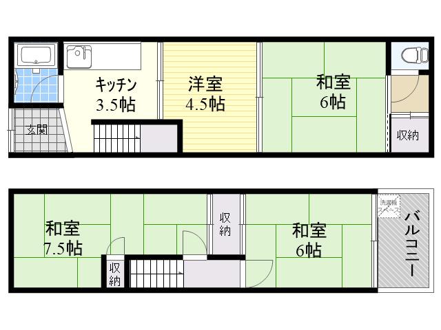 長洲中通テラスハウス(4K)の間取り写真