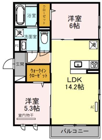 D-ROOM立花(2LDK/3階)の間取り写真
