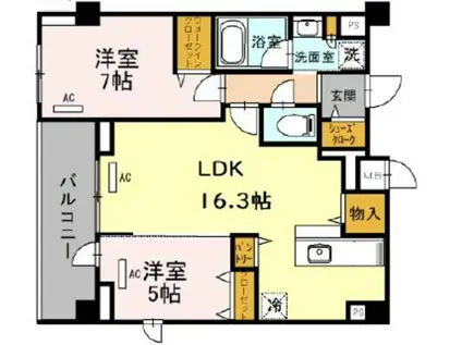 エトワール尼崎(2LDK/9階)の間取り写真