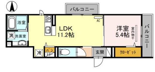 D-ROOM西難波町(1LDK/3階)の間取り写真
