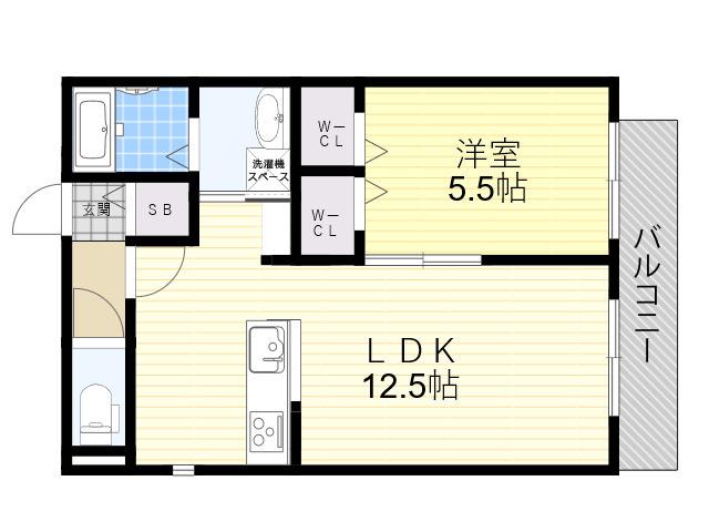 T-HAUS西御園(1LDK/2階)の間取り写真