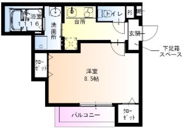 フジパレス阪急園田駅北3番館(1K/2階)の間取り写真