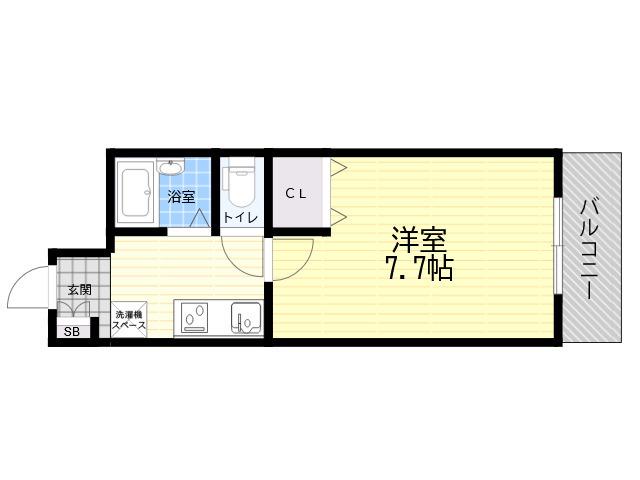 メゾンWO南七松(1K/3階)の間取り写真