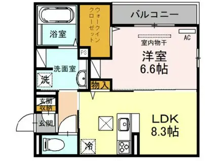 CRESCENTE(1LDK/1階)の間取り写真