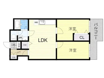 KT-2ビル(2LDK/3階)の間取り写真