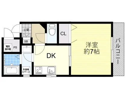 ラ・プリマヴェーラ(1DK/2階)の間取り写真