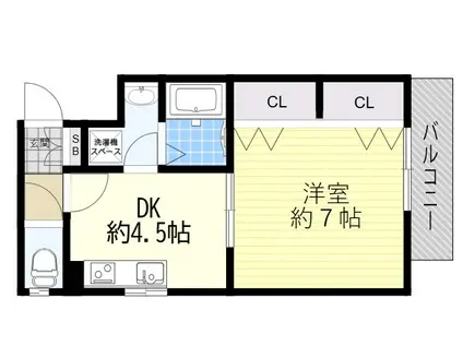 ラ・プリマヴェーラ(1DK/1階)の間取り写真