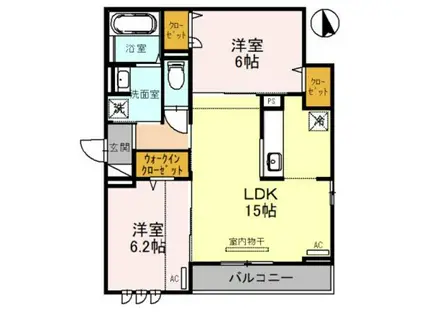 JR東海道・山陽本線 立花駅 徒歩9分 3階建 築1年(2LDK/3階)の間取り写真