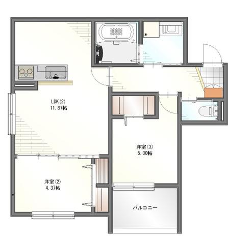 ブランシェ尼崎(2LDK/1階)の間取り写真