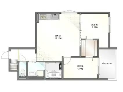 ブランシェ尼崎(2LDK/1階)の間取り写真