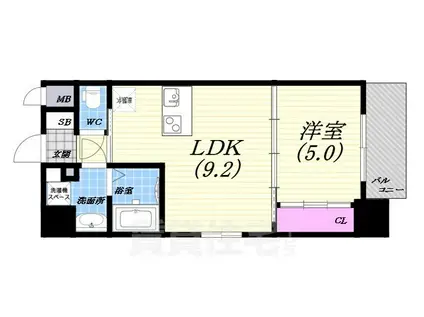 グランクレンツ尼崎(1LDK/9階)の間取り写真