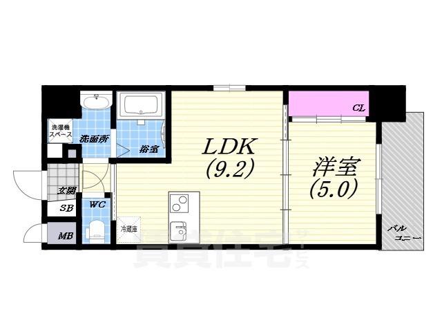 グランクレンツ尼崎(1LDK/11階)の間取り写真