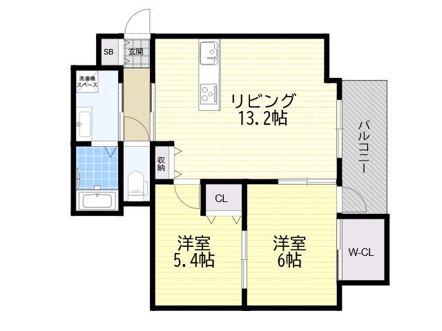 コートメゾン(2LDK/2階)の間取り写真