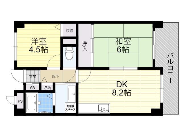 シロハイヌ吉田(2DK/2階)の間取り写真