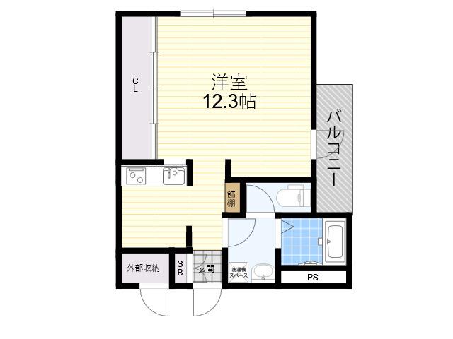 GLANZ COURT JOHN 立花町(ワンルーム/3階)の間取り写真