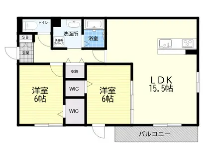 カーサ ピエトラ リザイア(2LDK/1階)の間取り写真
