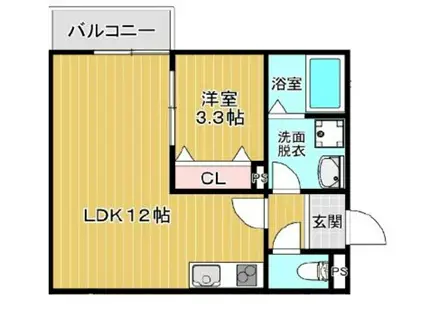 LA-CREA七松町2丁目(1LDK/3階)の間取り写真
