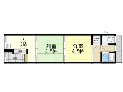 長洲中通2丁目連棟(2K)の間取り写真