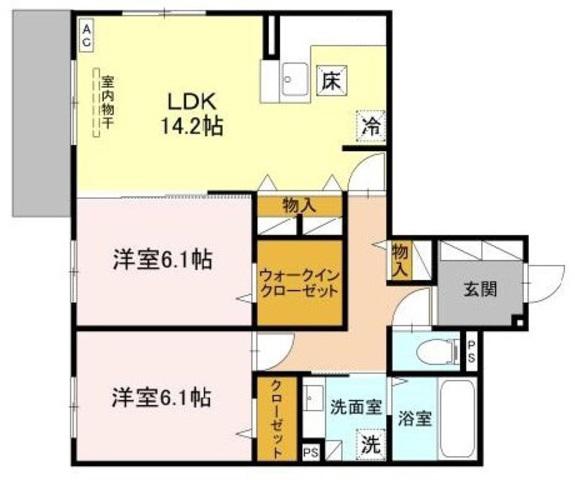 FIELD COURT(2LDK/1階)の間取り写真