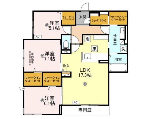 プチ ドルチェ(3LDK/1階)の間取り写真