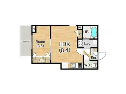 ジーメゾン立花レヴリア(1LDK/2階)の間取り写真