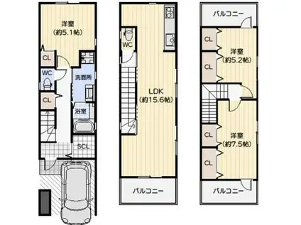 JR東海道・山陽本線 立花駅 徒歩16分 3階建 築3年(3LDK)の間取り写真