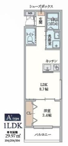 GAZELLE NOAH尼崎次屋(1LDK/1階)の間取り写真