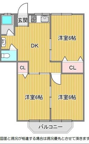 ベルク園田(3DK/2階)の間取り写真