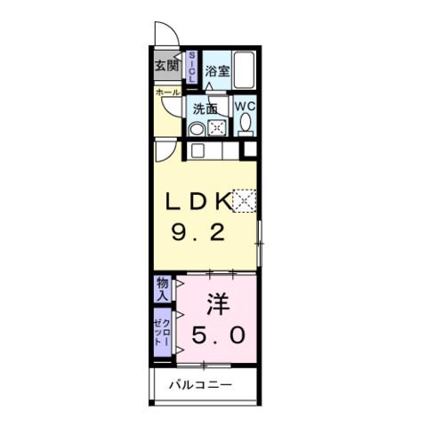 ヒカルサ尼崎若王寺(1LDK/3階)の間取り写真