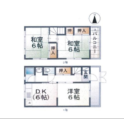 潮江2丁目貸家(3DK)の間取り写真