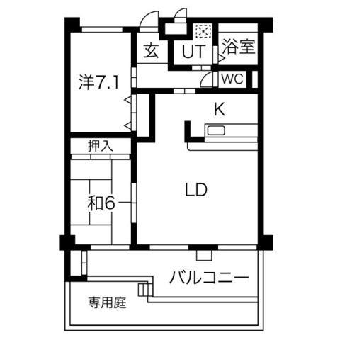 ルネスボヌール(2LDK/1階)の間取り写真