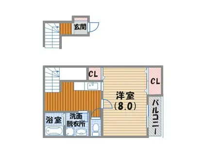 クレール上ヶ原(1K/3階)の間取り写真