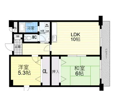 エクリュー2(2LDK/3階)の間取り写真