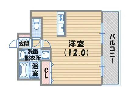 ラ・トリニテ・カルム(ワンルーム/2階)の間取り写真
