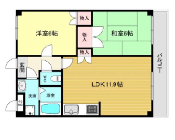 カスタム加島1(2LDK/4階)の間取り写真