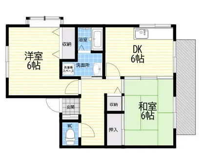 LEVANTE夙川(2DK/2階)の間取り写真