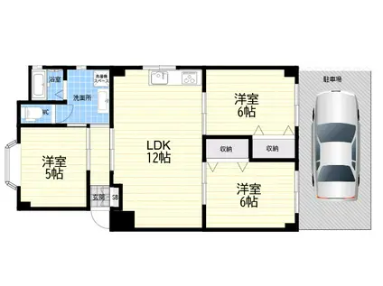 サンハイツ西宮(3LDK/1階)の間取り写真