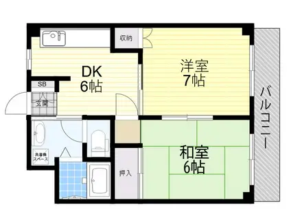 クレセント夙川(2DK/2階)の間取り写真