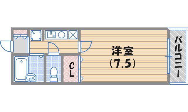 セジュール西宮今津(1K/2階)の間取り写真