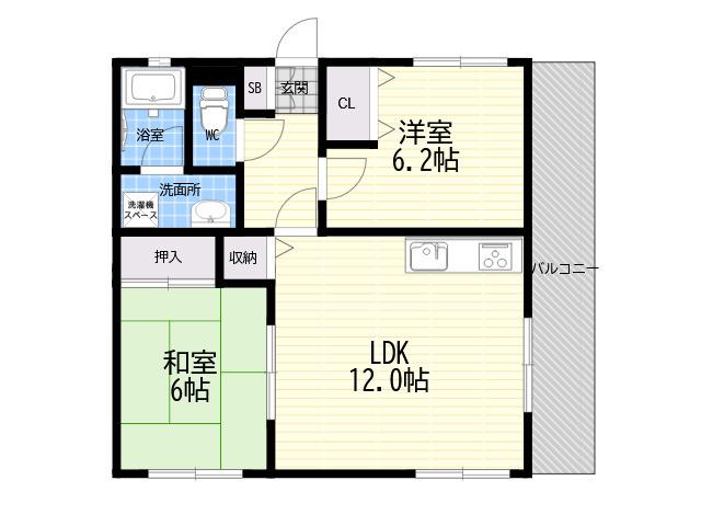 夙川大谷ハウス(2LDK/1階)の間取り写真