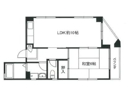 片山ビル(1LDK/3階)の間取り写真