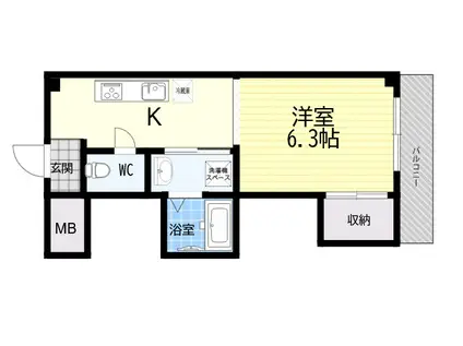 ドミトリー甲子園(1DK/2階)の間取り写真