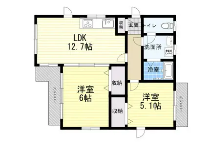 サンハイム宮崎(2LDK/3階)の間取り写真