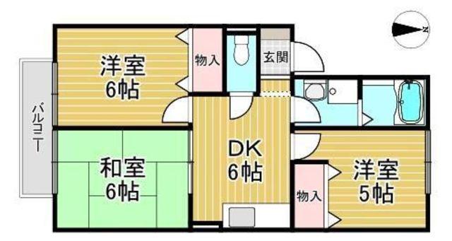 ウイング西宮(3DK/2階)の間取り写真