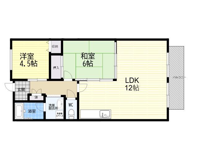 グリーンフォレスト西宮3(2LDK/2階)の間取り写真