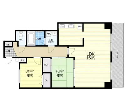 グランツ岡本Ⅰ(2LDK/2階)の間取り写真