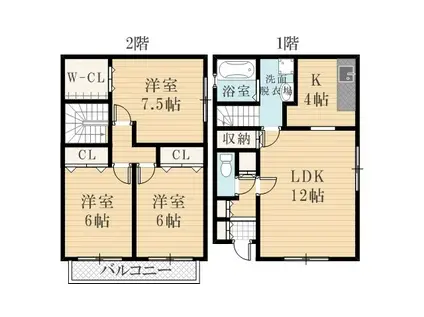 上大市テラスハウス(3LDK)の間取り写真
