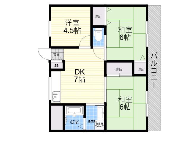 香枦園レジデンス(3DK/3階)の間取り写真