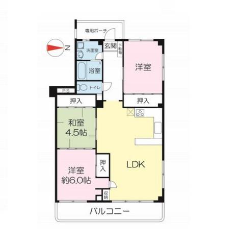 ドゥエリング北夙川(3LDK/2階)の間取り写真