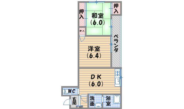 山中ハイツ(2DK/3階)の間取り写真